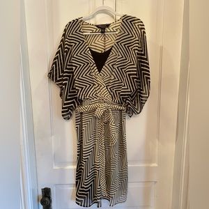 Signature by Robbie Bee Brown/Cream Printed Faux Wrap Dress 16
